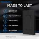 ELEGRP Single Pole Decors Light Switch with Plate 15Amp, 120-277V, Paddle Rocker Switch Replacement, On/Off Wall Switch, Self-Grounding, Residential Grade, w/Wall Plate, UL/CUL (5 Pack Glossy Black)
