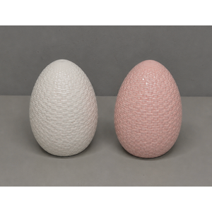 Pack Of 2 Boston International Egg Sculpture Tabletop Decor, 5.75", Pink And White