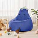 DUMOS Kids Bean Bag Chair, Stuffed Toddler Couch with Faux Rabbit Fur Cover for Teens & Kids, Comfy Lazy Sofa Chair for Reader, Living Room, Bedroom, Aged 4-12 Years, 31 Inch, Dark Blue