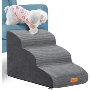 Topmart 3 Tiers Foam Dog Ramps/Steps,Non-Slip Pet Steps,Extra Wide Deep Dog Stairs,High Density Foam Pet Stairs/Ladder,Best for Older Dogs,Cats,Small Pets