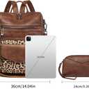 GAEKEAO Backpack Purse for Women Fashion Leather Designer Travel Backpack Purses Convertible Shoulder Bag with Wristlet (Brown With Leopard)