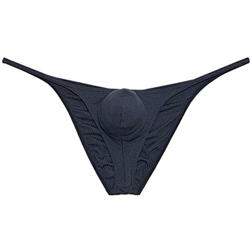 Botmois Mens Checkered Cheeky Briefs Underwear Pucker Back Hipster Panties Butt Lift Bikini Briefs Black XL