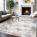 Abstract Area Rugs 6x9 Ft Washable Rugs for Living Room, Non Slip Dining Room Rug, Printed Faux Wool Rugs for Bedroom, Floor Carpet for Office Nursery Playroom, Grey Beige