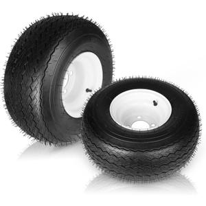 (2PCS) 18x8.50-8 Lawn Mower Tires with Rim, Natural Rubber Turf Tire for Riding Lawn Mowers | Pneumatic 4 Ply Tubeless | Bore ID 2.83 | 815lbs Capacity