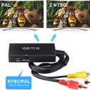 HDMI to RCA Converter, HDMI to AV 3RCA CVBs Composite Video Audio Converter Adapter Supports PAL/NTSC for TV Stick, Roku, Android TV Box, DVD ect, Black