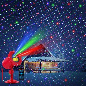 Treela Red Laser LED Light Projector Outdoor Star Projection LED Projector with Remote Waterproof Decorative Light for Garden Yard Party(Red Green Blue Color,Star)