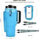 Water Bottle Holder with Strap for Stanley Cup 40 oz Tumbler with Handle, Personalized Initial Stanley Cup Accessories, Thanksgiving, Water Bottle Carrier Bag for Women & Men - Blue