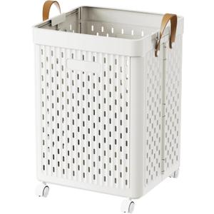 UAK Laundry Basket with Wheels, Collapsible Plastic Laundry Hamper with Handle, Foldable Laundry Basket Organizer for Laundry and Bathroom (Pure white, XXL)