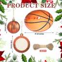 Syhood 26 Pcs Basketball Christmas Decor Set Include 12 Sports Ball Ornaments 36'' Print Christmas Tree Skirt 12 Wooden Mini Sports Ornaments and Rope for Home Xmas Holiday Party