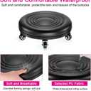 PATIKIL Low Rolling Stool Chair - PU Leather Universal Wheel Seat for Home Office Fitness - Round Roller Stool (Black)