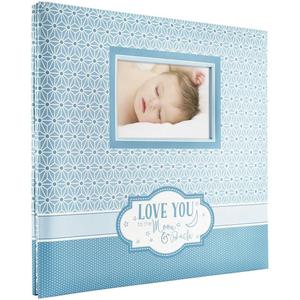 MCS Expandable 10-Page Baby Scrapbook Album with Photo Opening Cover and 12 x 12 Inch Pages, 13.5 x 12.5 Inch, Love You to the Moon and Back (Blue)