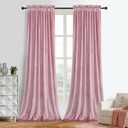 Roslynwood Velvet Blush Pink Curtain 84 inches Long - Curtains Thermal Insulated Rod Pocket Window Luxury Panels Drapes for Bedroom/Living Room,W52 X L84 Inch, 2 Panels