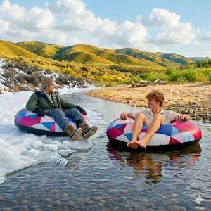 Glow-in-the-Dark Pixel Inflatable River & Snow Tube  Waterproof Heavy-Duty Inflatable Tube for Snow Sledding & River Floating  Fun Pixel Design for Kids & Adults