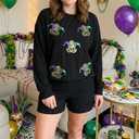 Womens Ribbed Pajama Sets Long Sleeve Top and Shorts Matching Lounge Set Loungewear Sweatsuit with Pockets (Black, L)