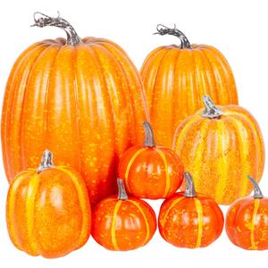 ShellKingdom Artificial Pumpkin for Decoration, Fall Pumpkin for Halloween Home Thanksgiving Party Decoration, 7 PCS (Orange, 4 Sizes)