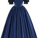 ZODICOS Women's Gothic Victorian Rococo Lace Dress Southern Belle Costume Civil War Colonial Ball Gown Dress 3XL