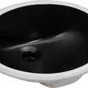 Undermount Bathroom Sink Oval, 15.25 x 12 (Interior Size) Oval Porcelain Ceramic Undermount Bathroom Vanity Vessel Sink with Overflow, Matte Black