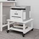 Natwind 2 Tier Laser Printer Stand,19.7''x19.7''x12.6'' Large Printer Table Copier Stand Under Desk,Heavy Duty Rolling Cart with Paper Storage Shelf,Printer Holder on Wheels for Home Office (White)