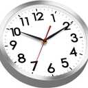 AKCISOT Atomic 12 Inch Wall Clock Analog Clocks for Indoor Kitchen, Battery Operated Clock for Bedroom Office Classroom Living Room(Silver)