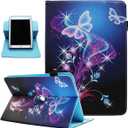 Universal 10 10.1 Inch Android Tablet Case, Dluggs 360 Degree Rotating Multi-Angle Viewing Stand Universal Case Cover for 10 10.1 and All 9.5-10.5 Inch Tablet, Shiny Butterfly