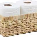 Wicker Baskets, Baskets for Organizing, Rattan Woven Basket for Storage, Organizer Bins with Built-in Handles, Storage Basket for Shelves (Water Hyacinth, Small)