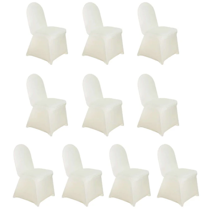 17 Pack Spandex Chair Covers for Banquet Chairs Ivory - Durable Reusable Stretch Slip-On Covers