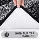 Bsmathom Bathroom Rugs Sets 4 Piece with Toilet Cover, Soft Absorbent Bath Mats Non-Slip Machine Washable Bath Rugs Set with U-Shaped Contour Toilet Mat for Bathroom Tub, Shower, Black