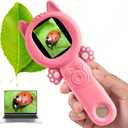 Kids Microscope 500X Digital Pocket Handheld Microscope with Dual Cameras & Autofocus, STEM Educational Toy & Perfect Christmas Birthday Gift for Boys & Girls Ages 3 4 5 6 7 8 9 10(Pink)