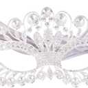 Rhinestone Mask Masquerade Evening Prom Venetian Mardi Gras Party Mask for Women Girls Silver