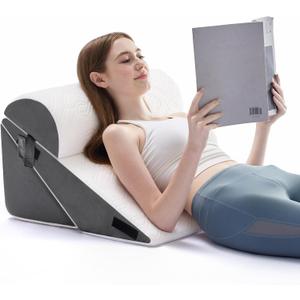 Wedge Pillow Set for After Surgery, 3 PCS Bed Wedge Pillow for Sleeping, Memory Foam Orthopedic Back Pillow for Pain Relief and Acid Reflux, Adjustable Post Surgery Pillow Grey