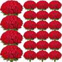 VEVOR Artificial Flowers, 500 pcs Real Looking Red Foam Fake Roses Bulk, Faux Red Bridal Shower with Stems for DIY Wedding Bouquets, Home Centerpieces Arrangements, Party Tables Decorations