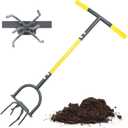 Jardineer Hand Tiller Cultivator, Twist Tiller Garden Claw Heavy Duty, Manual Soil Tiller for Flower Box and Raised Bed, Orange/Black 