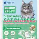 Pet Soft Disposable Cat Diapers - Diaper for Female & Male Cats, Puppy Doggie Diapers for Female Dogs with Adjustable Foam Tail Hole, Medium (24Pcs, GN Flowers)