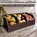 Potato Onion Storage Bin, Wooden Pantry Organizer with 3 Compartments, Open Front Produce Storage Organizer for Kitchen Counter, Fruit, Vegetable, Garlic and Coffee Bar, 5.91 x 11.81 x 19.68 inch / 15 x 30 x 50 cm