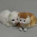 Pack of 2 Realistic Furry Baby Cats Figurines Simulation Kittens/Synthetic Fur Pet Stuffed House Animal Replica/Photo Props/Collectible Gift (Orange+White)