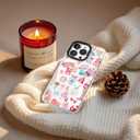 for iPhone 14 Case, Coastal Romance Collage Pattern with Pink Motifs, Military-Grade Drop Protection, Trendy Glamorous Soft Slim TPU Protective & Camera Protection for Women Girls