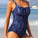 Aqua Eve One Piece Bathing Suit for Women Tummy Control Swimsuit Slimming Vintage Swimwear (Black, L)