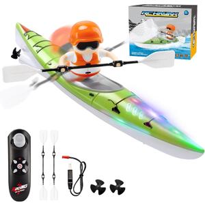 Remote Control Boat for Kids 6-12: Rc Speedboat Toy with Led Lights - Smart Water Sensor Auto On/Off, Dual Modes 2.4ghz Remote Boat for Pool Lake Bath Fun - Gift for Kids Ages 6-12+Green