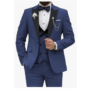 Wangyue Men's Tuxedo Suit 3 Piece Slim Fit Suit for Men Tuxedo for Men Wedding Party Dinner Prom, Size XL