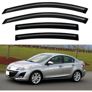 Window Visors Rain Guards Shield for 2010 2011 2012 2013 Mazda 3 Sedan, Out-Channel Window Vent Wind Deflectors Visors Shades for 10 11 12 13 Mazda 3 (Not for Mazda 3 Hatchback)