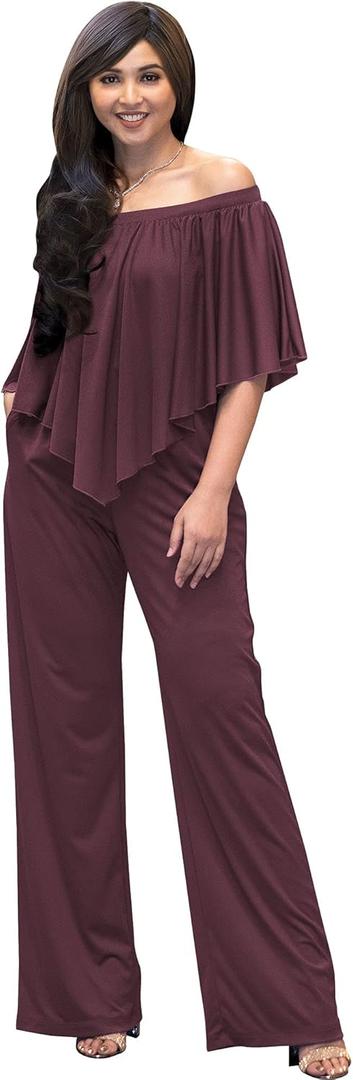 KOH KOH Womens 2025 Long Pant Strapless Off Shoulder Pocket One Piece Jumpsuit Outfit (4X-Large, Sangria)