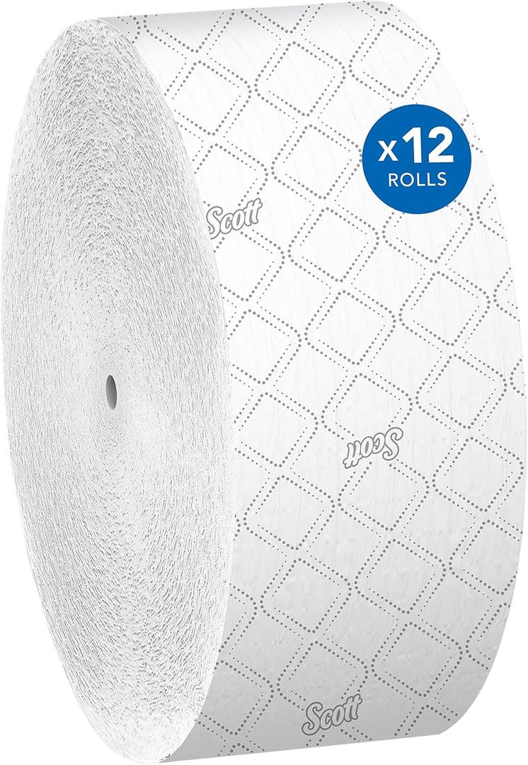 Scott Professional Coreless High-Capacity Jumbo Roll Bulk Toilet Paper (07006), 2-Ply, Elevated Design, White (12 Rolls at 1,150' Each, 13,800'/Case)