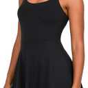 YITTY Active Women's Ultraluxe Strappy Tennis Dress with Built in Short, Athleisure, 4-Way-Stretch, Black Larg