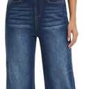 Women's Denim Overalls Loose Fit Baggy Overalls Wide Leg Barrel Jean with Pockets Adjustable Straps (Blue, XL)