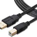 50 ft USB 2.0 Printer Cable - Type A Male to B Male, Compatible with HP, Canon, Epson, Lexmark, Dell, Xerox, Samsung (black)
