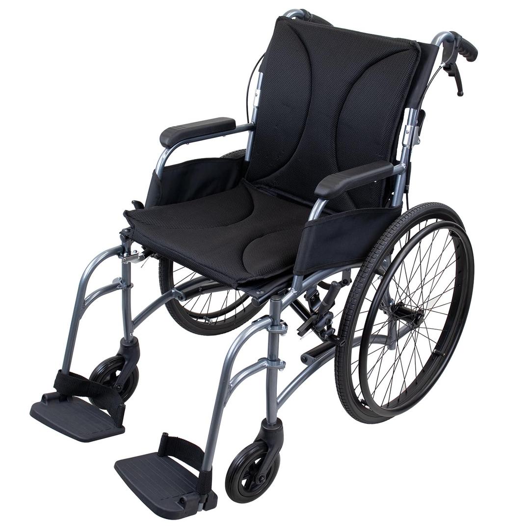 Dynarex Sleek Motion X-Light Lightweight Wheelchair - Transport Wheelchair for Adults, Foldable, 16" x 16" Seat, 300 lb. Weight Capacity, Aluminum Frame and Nylon Upholstery