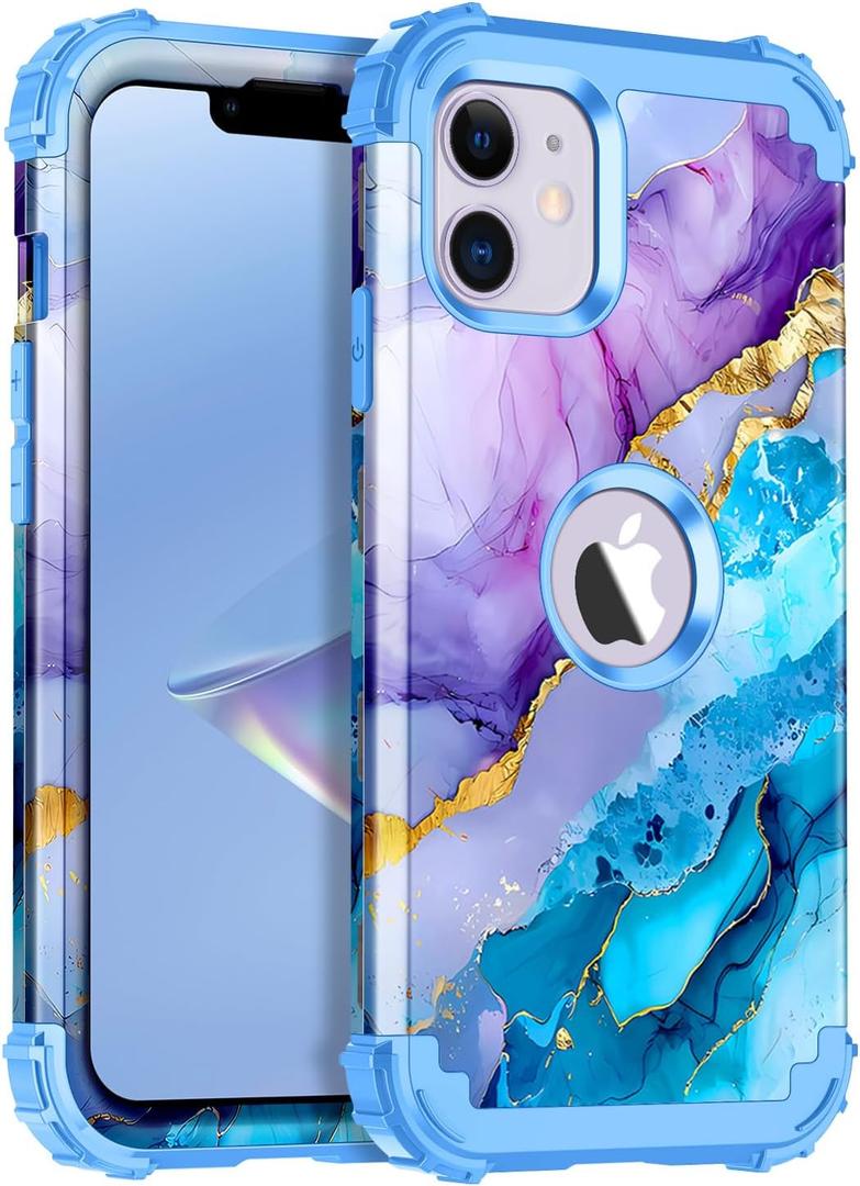 Casetego for iPhone 12/ 12 Pro 6.1 inch, Three Layer Heavy Duty Sturdy Shockproof Protection Full Rugged Hard PC+Soft TPU Bumper Protective Girls Case, Acid