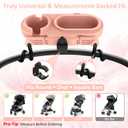 BANGIE Cute Pink Stroller Snack Tray for Girls - Compatible with Uppababy Vista V2, Nuna Mixx, Mockingbird - Aesthetic Attachment with Cup Holder & 3 Detachable Silicone Bowls