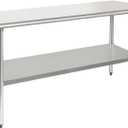 HARDURA Stainless Steel Table 24X60 Inches with Undershelf and Galvanized Legs NSF Heavy Duty Commercial Prep Work Table for Restaurant Kitchen Home and Hotel