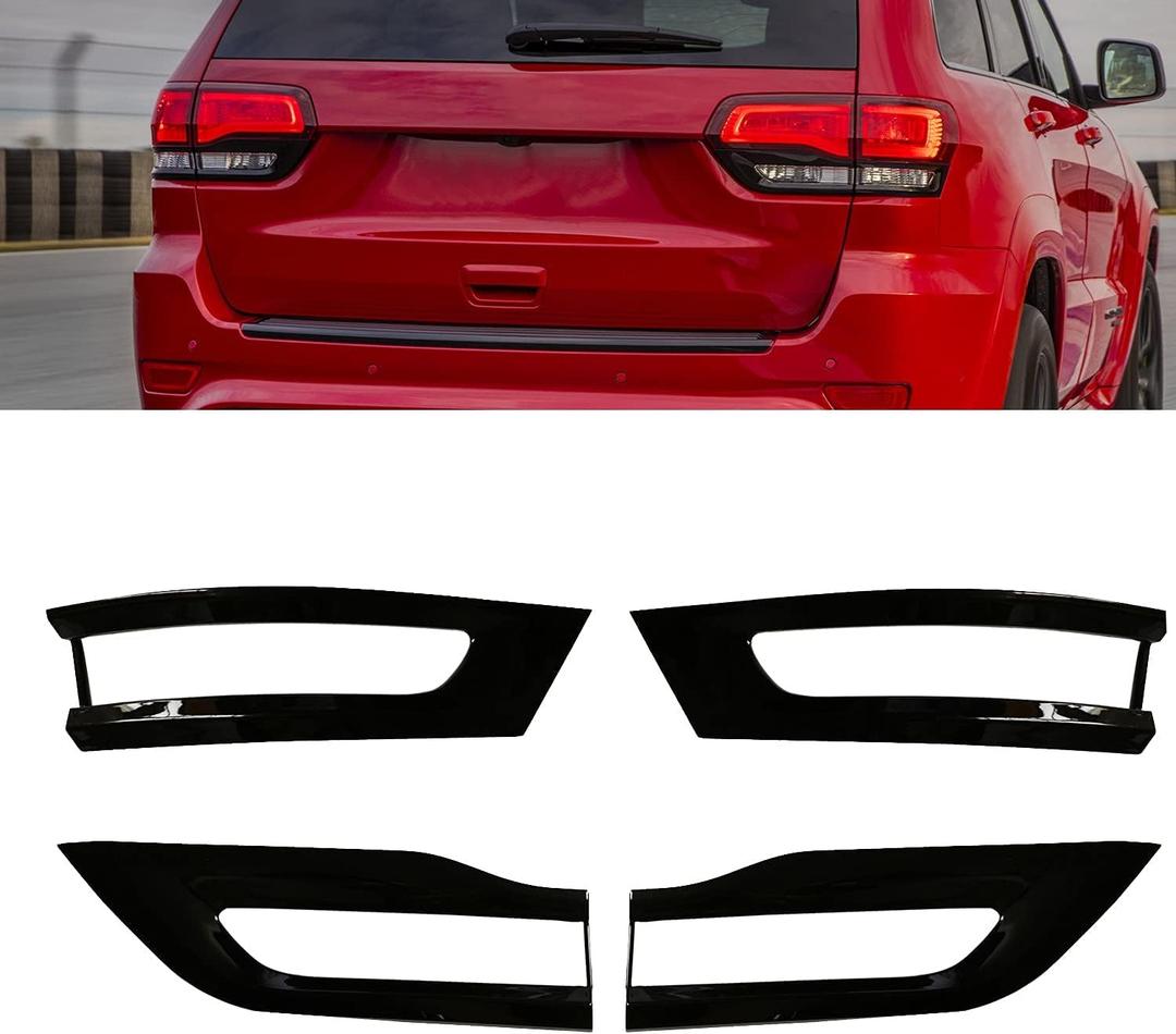Compatible with 2014-2021 Jeep Grand Cherokee Tail Light Trim Bezel Kit Cover Gloss Black